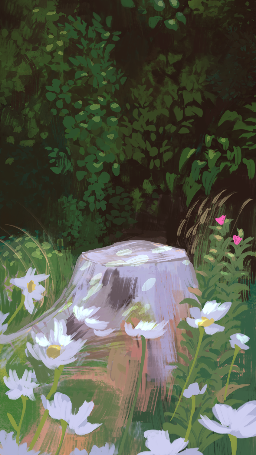 Painterly Scenic Tree Stump